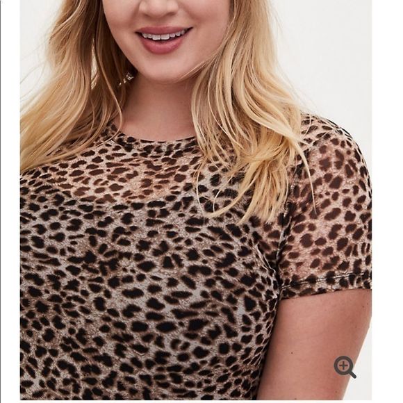 TORRID LEOPARD SHEER MESH CREW TEE - Picture 2 of 3